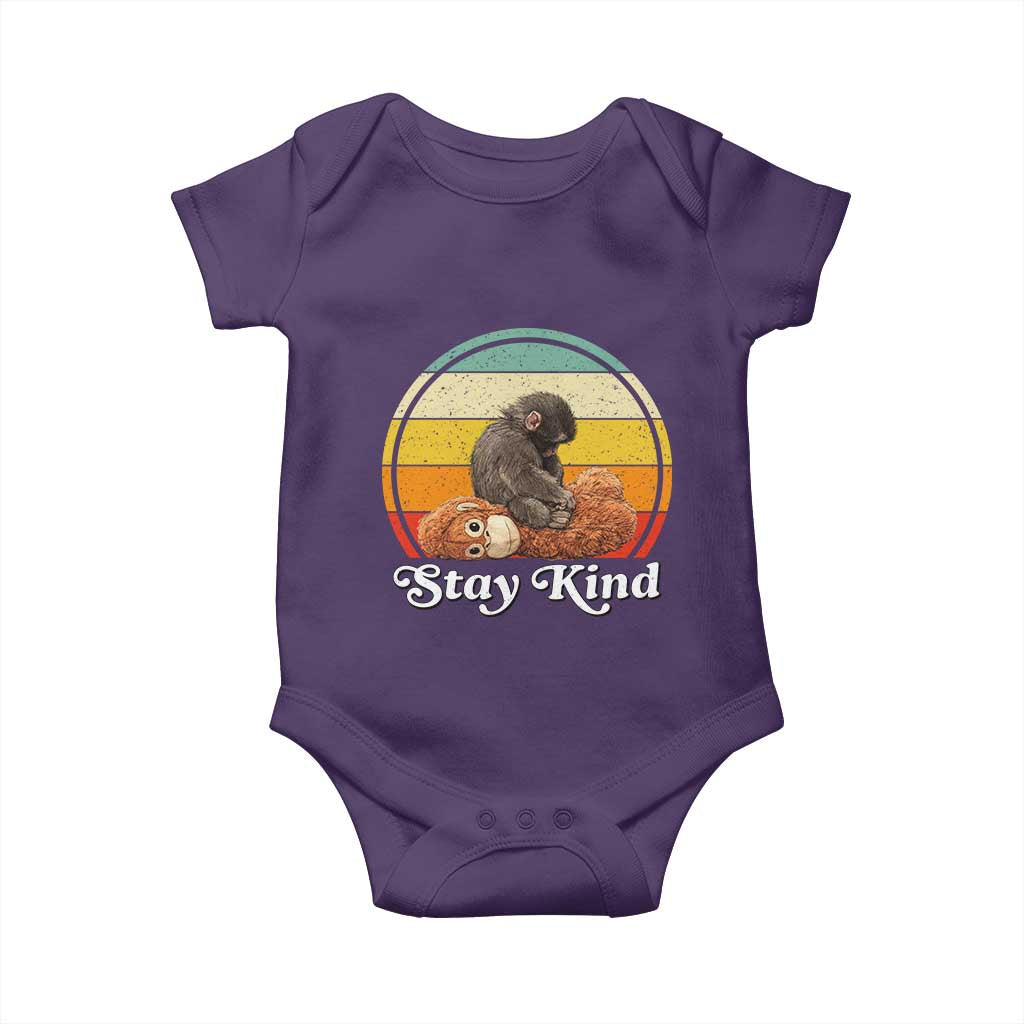 Punch Mokey Baby Onesie Viral Trend Baby Monkey Stay Kind TS14 Purple Print Your Wear