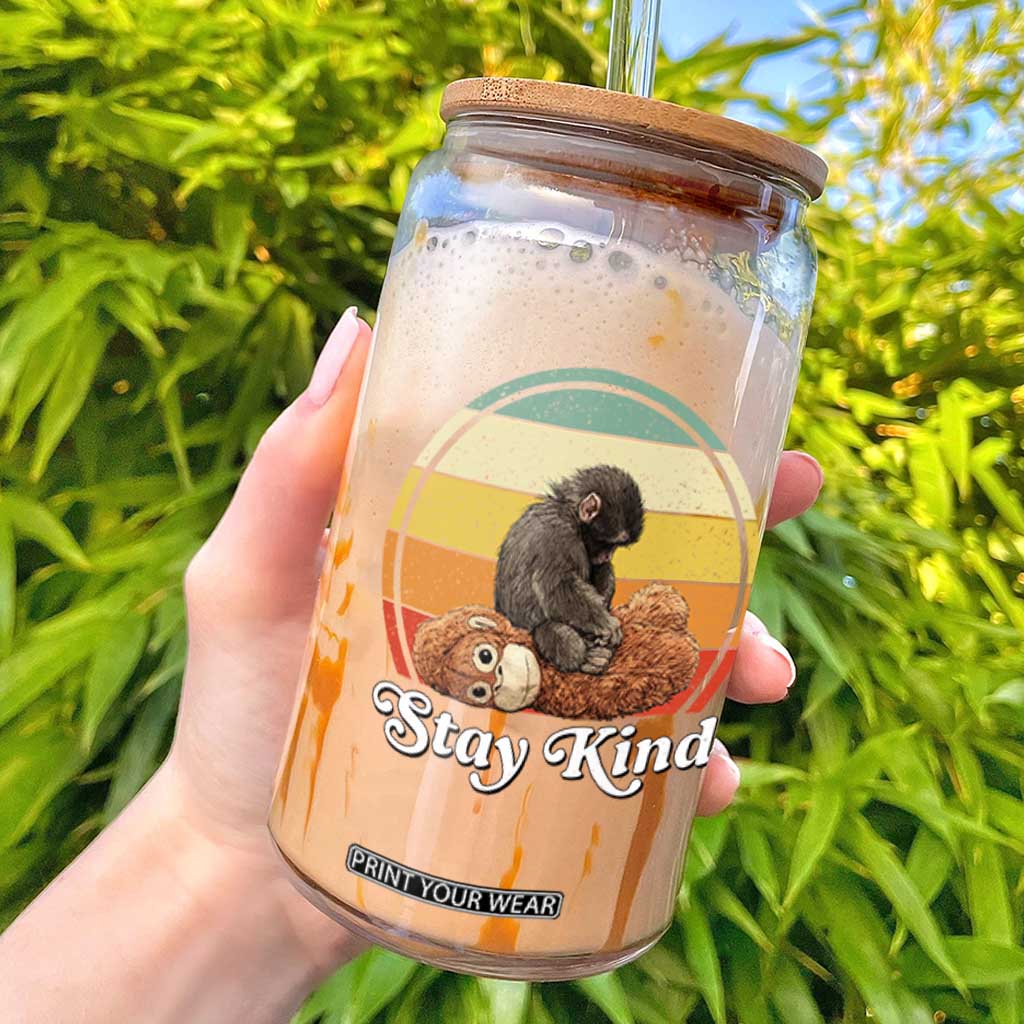 Punch Mokey Glass Can Viral Trend Baby Monkey Stay Kind TS14 Black Print Your Wear