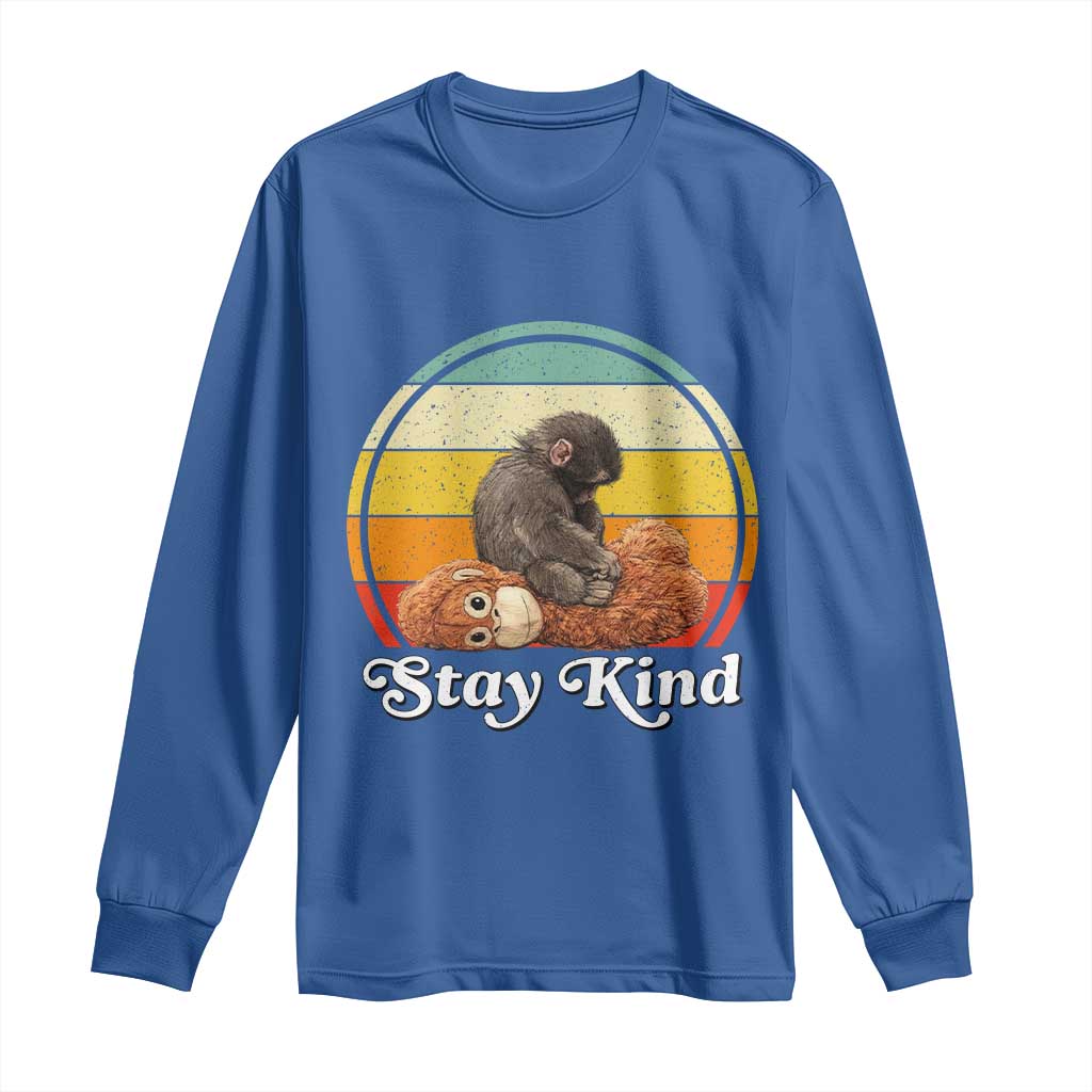Punch Mokey Long Sleeve Shirt Viral Trend Baby Monkey Stay Kind TS14 Royal Blue Print Your Wear