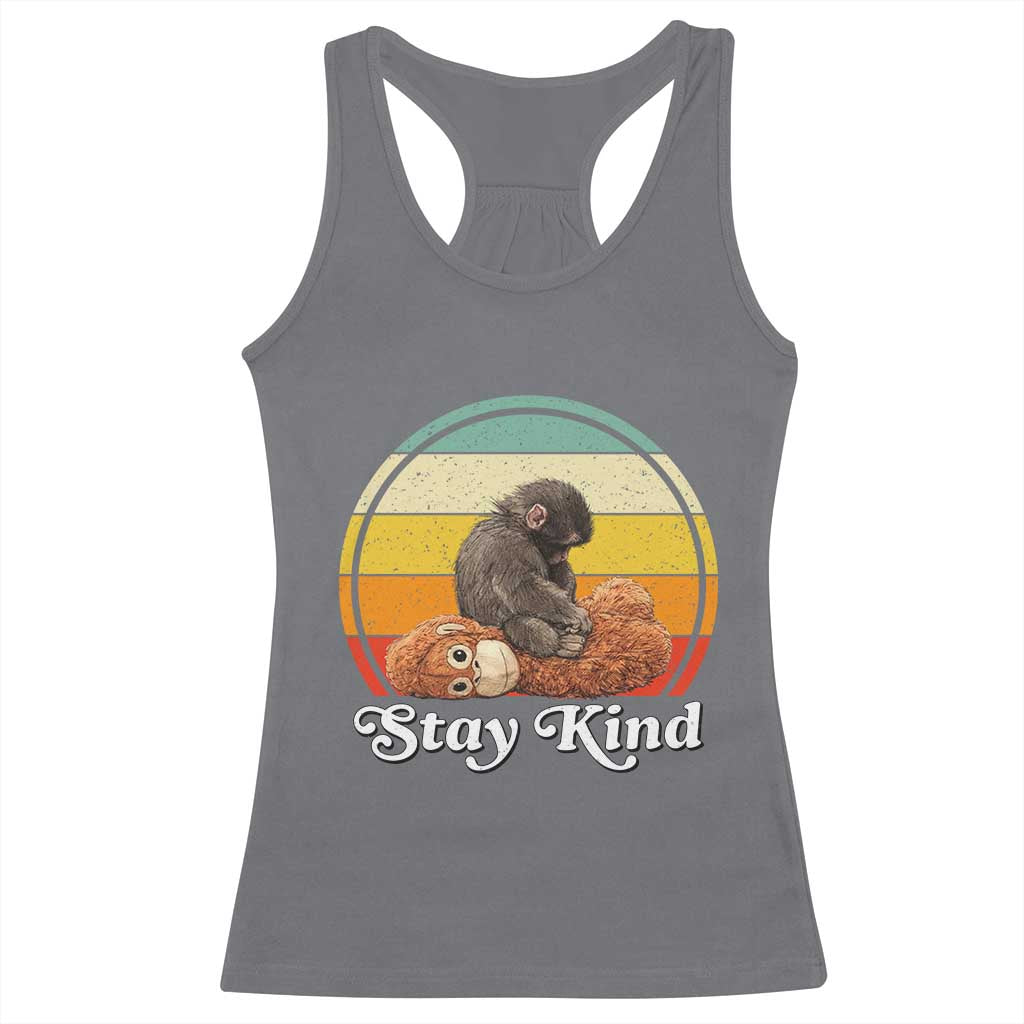 Punch Mokey Racerback Tank Top Viral Trend Baby Monkey Stay Kind TS14 Charcoal Print Your Wear