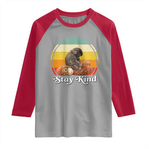 Punch Mokey Raglan Shirt Viral Trend Baby Monkey Stay Kind TS14 Sport Gray Red Print Your Wear