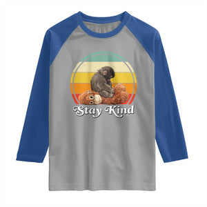 Punch Mokey Raglan Shirt Viral Trend Baby Monkey Stay Kind TS14 Sport Gray Royal Print Your Wear