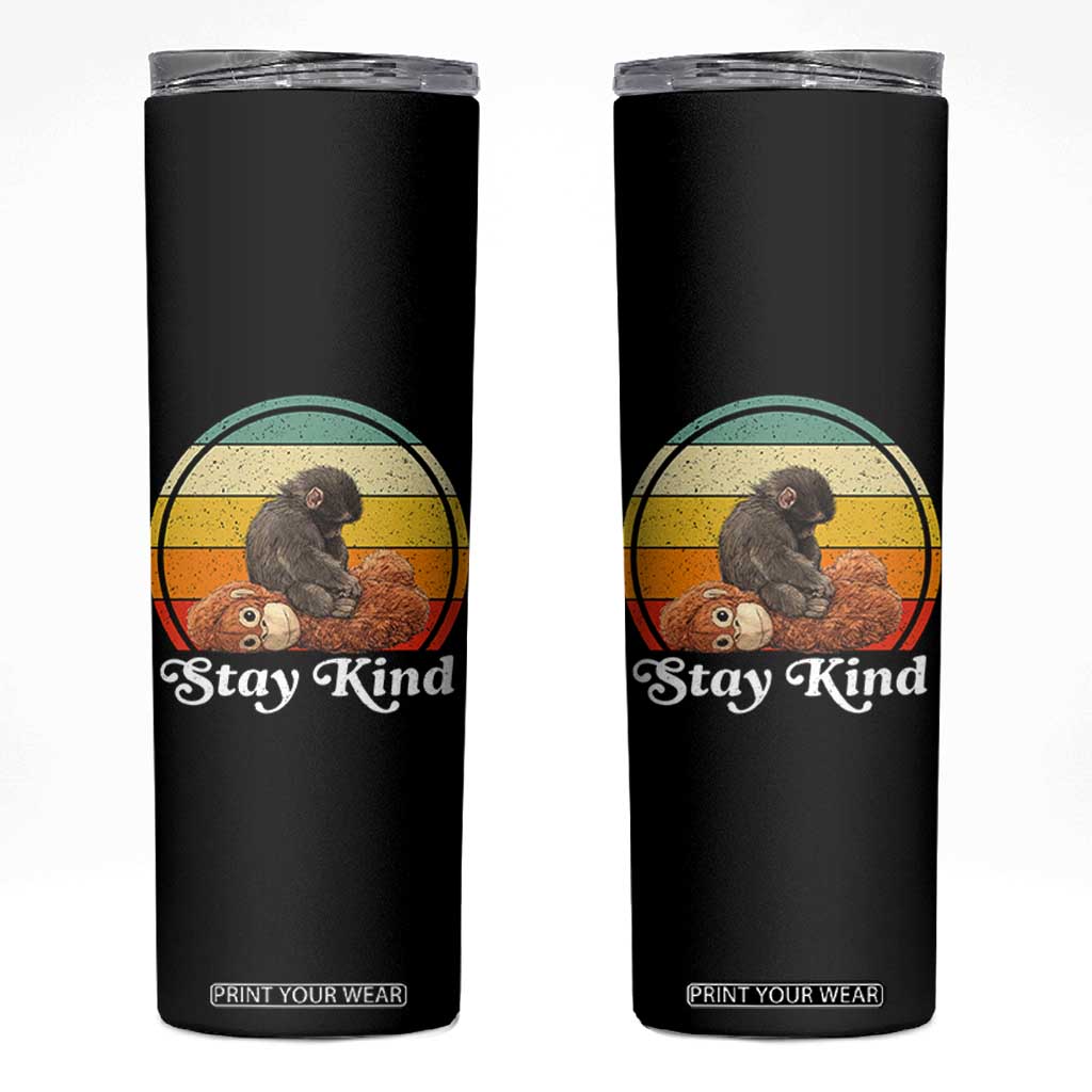 Punch Mokey Skinny Tumbler Viral Trend Baby Monkey Stay Kind TS14 Black Print Your Wear
