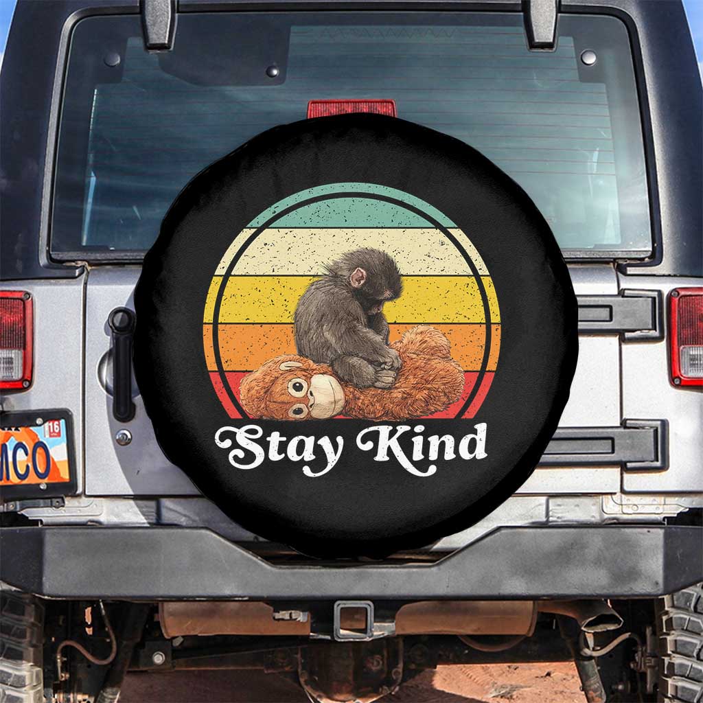 Punch Mokey Spare Tire Cover Viral Trend Baby Monkey Stay Kind TS14 No hole Black Print Your Wear