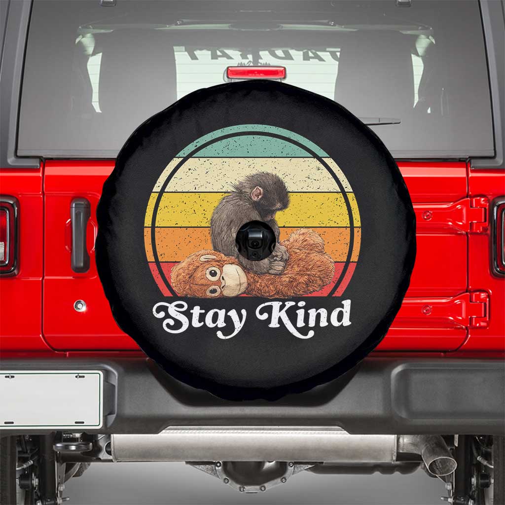 Punch Mokey Spare Tire Cover Viral Trend Baby Monkey Stay Kind TS14 Black Print Your Wear
