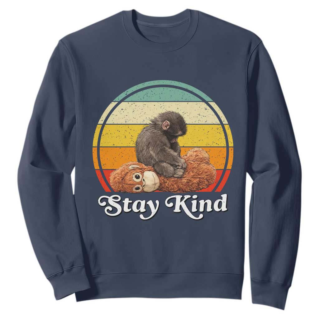 Punch Mokey Sweatshirt Viral Trend Baby Monkey Stay Kind TS14 Navy Print Your Wear