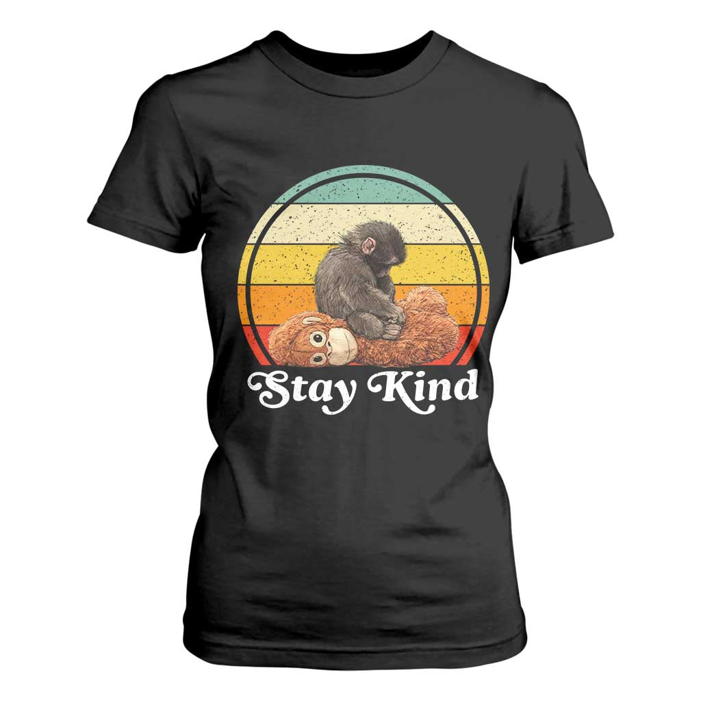 Punch Mokey T Shirt For Women Viral Trend Baby Monkey Stay Kind TS14 Black Print Your Wear