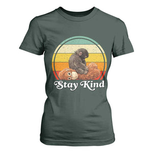 Punch Mokey T Shirt For Women Viral Trend Baby Monkey Stay Kind TS14 Dark Forest Green Print Your Wear