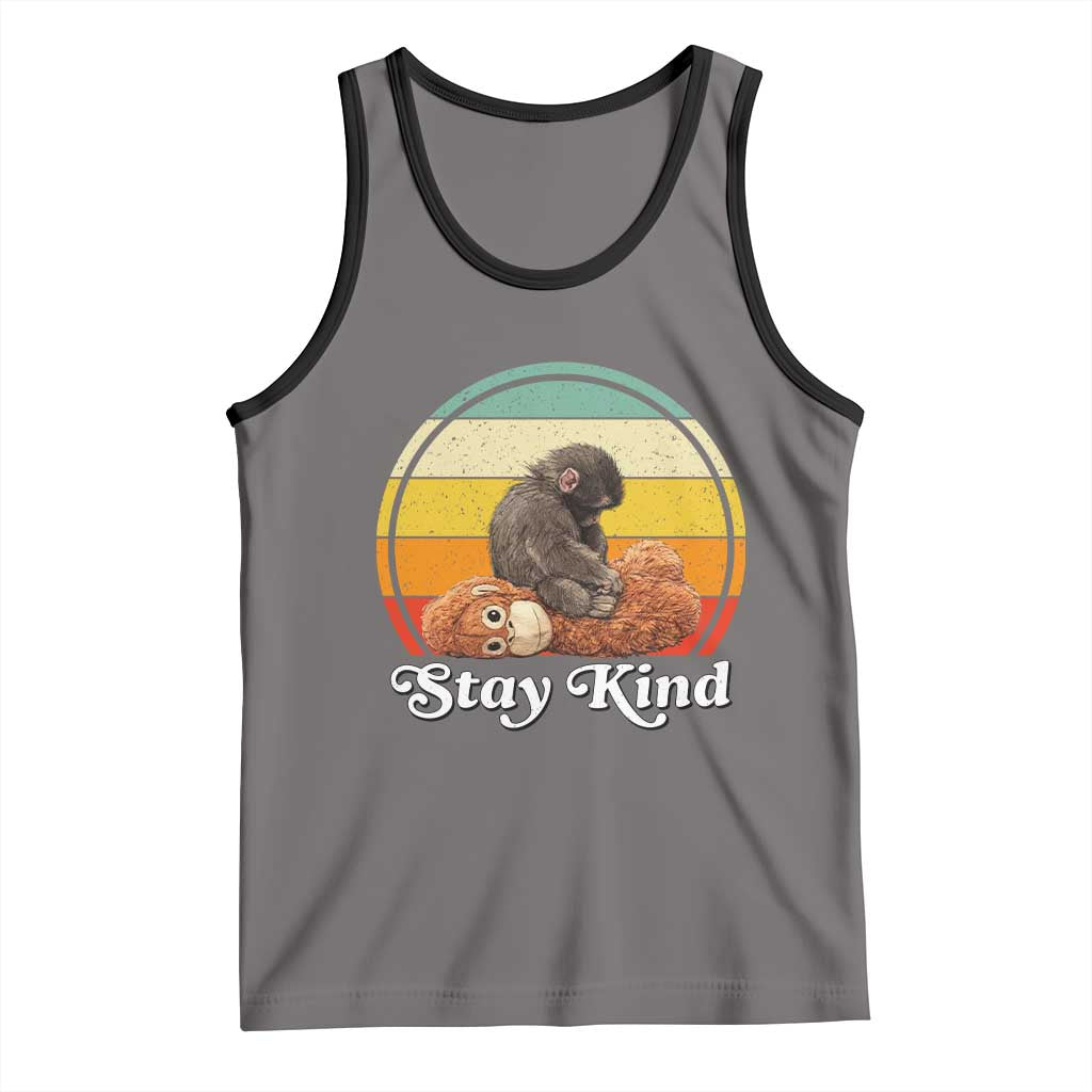 Punch Mokey Tank Top Viral Trend Baby Monkey Stay Kind TS14 Deep Heather Black Print Your Wear