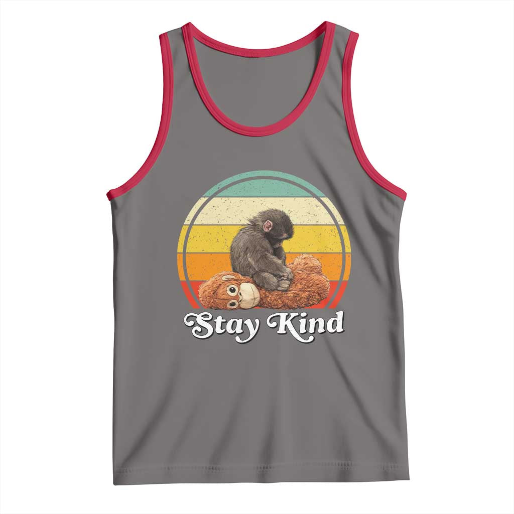 Punch Mokey Tank Top Viral Trend Baby Monkey Stay Kind TS14 Deep Heather Red Print Your Wear