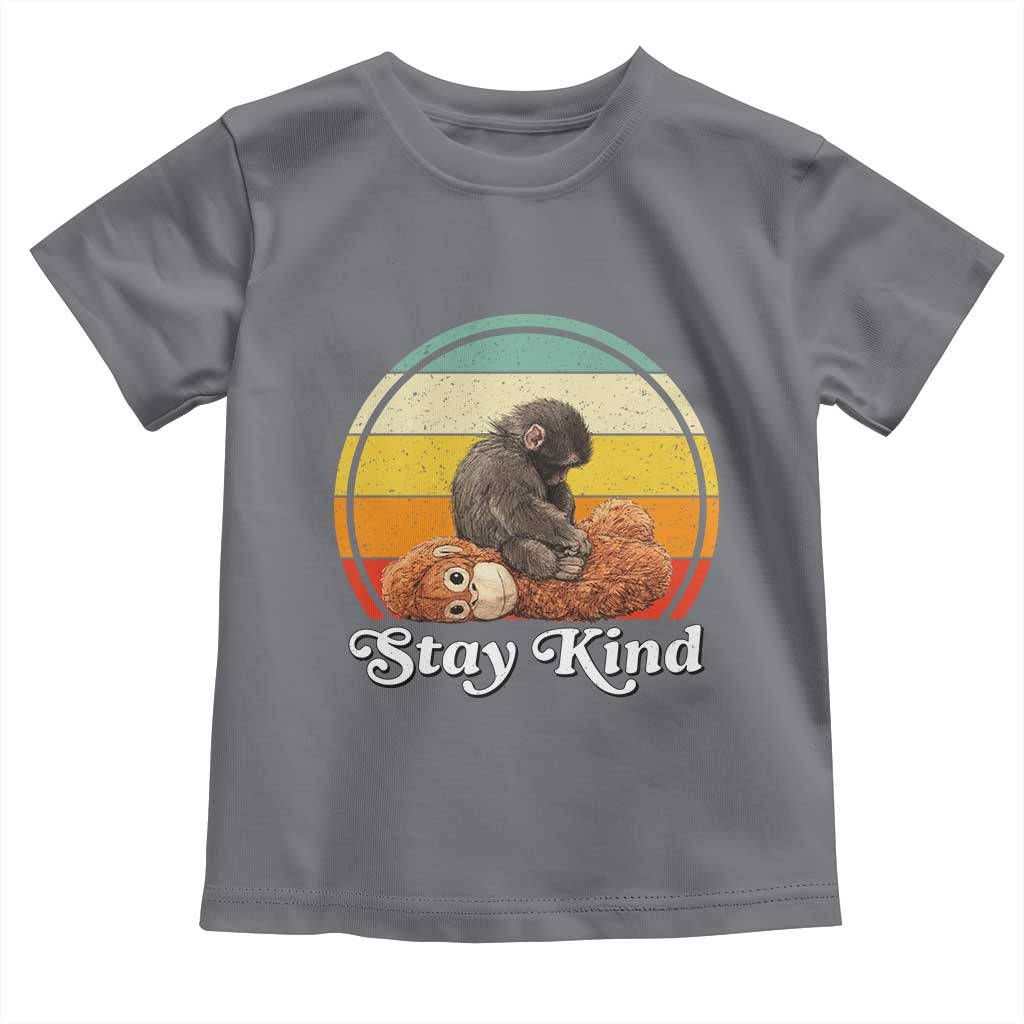 Punch Mokey Toddler T Shirt Viral Trend Baby Monkey Stay Kind TS14 Charcoal Print Your Wear