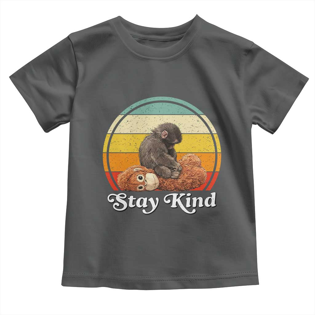 Punch Mokey Toddler T Shirt Viral Trend Baby Monkey Stay Kind TS14 Dark Heather Print Your Wear