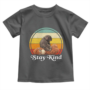 Punch Mokey Toddler T Shirt Viral Trend Baby Monkey Stay Kind TS14 Dark Heather Print Your Wear
