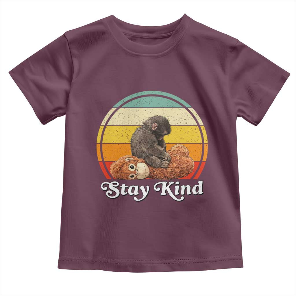 Punch Mokey Toddler T Shirt Viral Trend Baby Monkey Stay Kind TS14 Maroon Print Your Wear