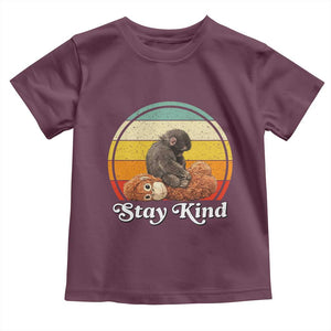 Punch Mokey Toddler T Shirt Viral Trend Baby Monkey Stay Kind TS14 Maroon Print Your Wear