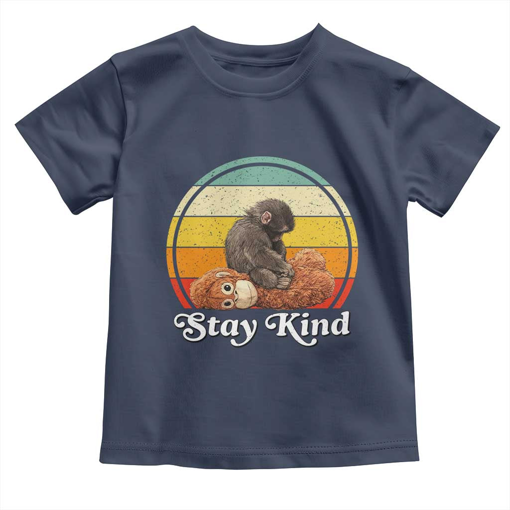 Punch Mokey Toddler T Shirt Viral Trend Baby Monkey Stay Kind TS14 Navy Print Your Wear