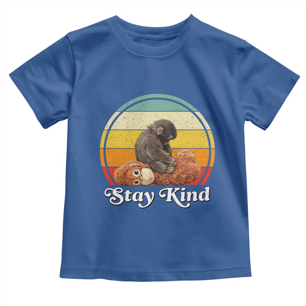 Punch Mokey Toddler T Shirt Viral Trend Baby Monkey Stay Kind TS14 Royal Blue Print Your Wear