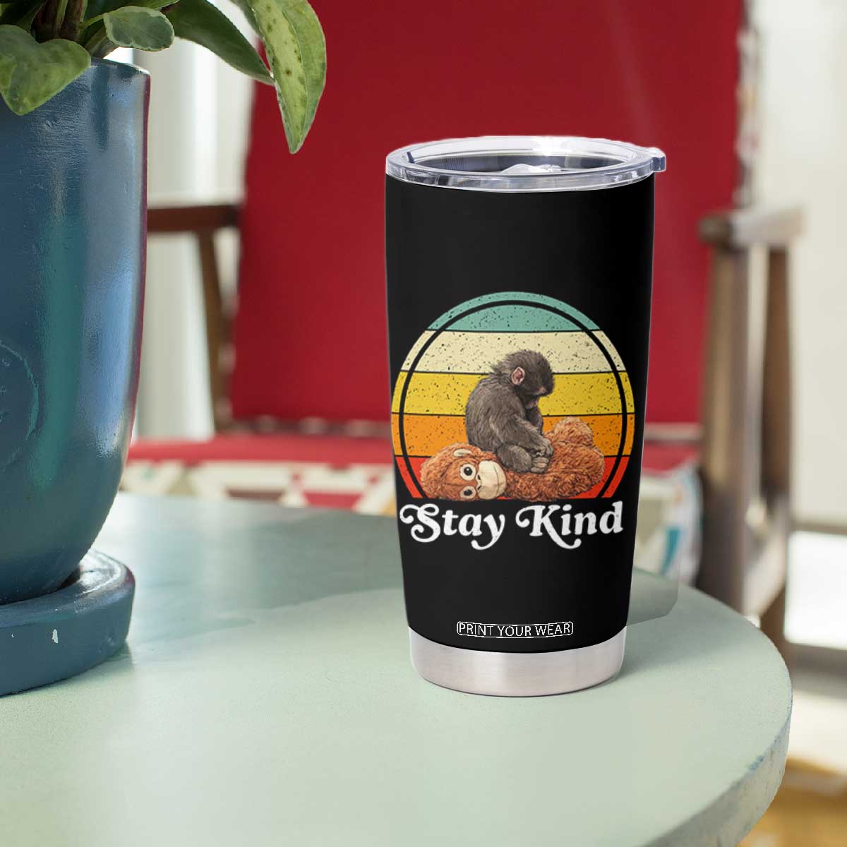 Punch Mokey Tumbler Cup Viral Trend Baby Monkey Stay Kind TS14 Print Your Wear
