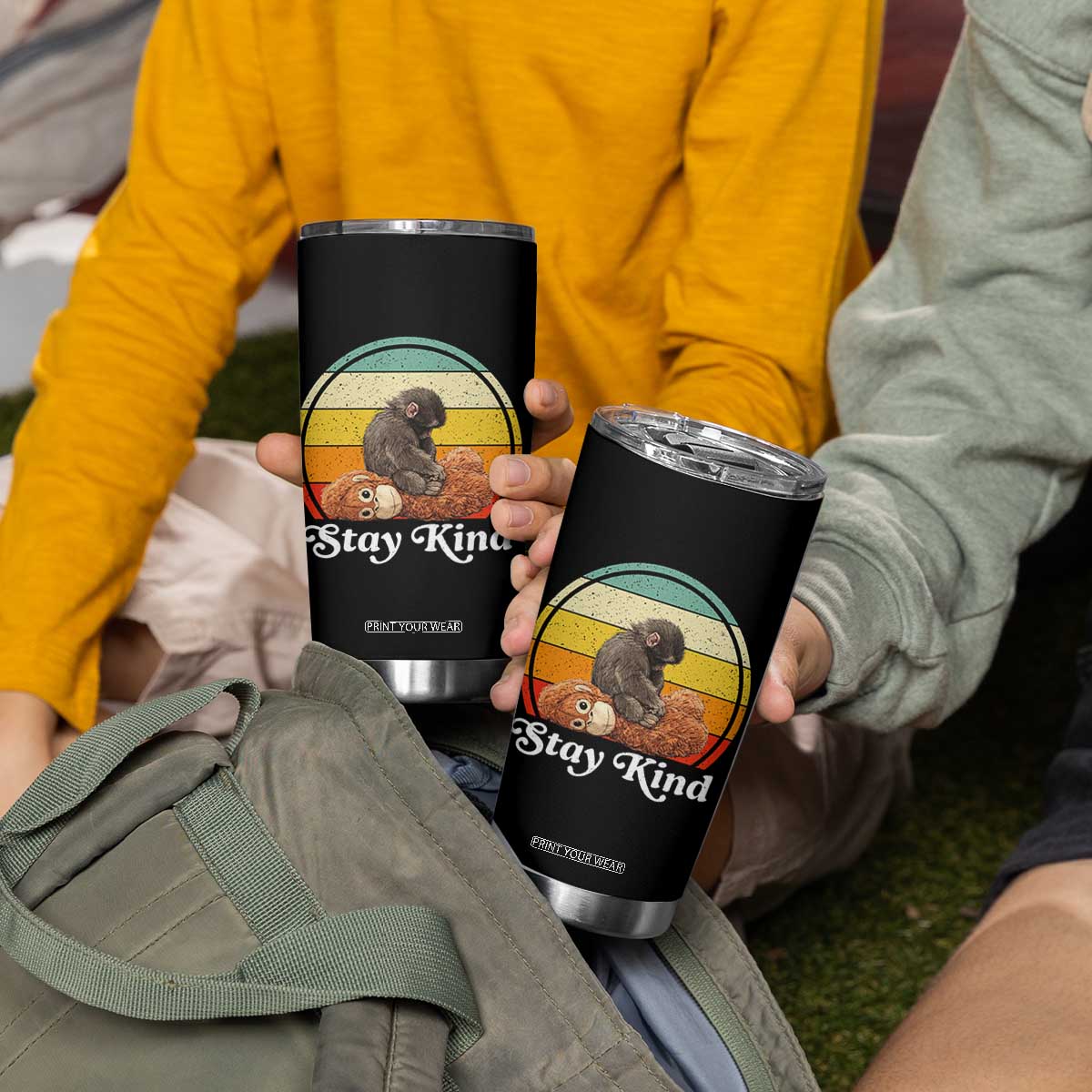Punch Mokey Tumbler Cup Viral Trend Baby Monkey Stay Kind TS14 Print Your Wear