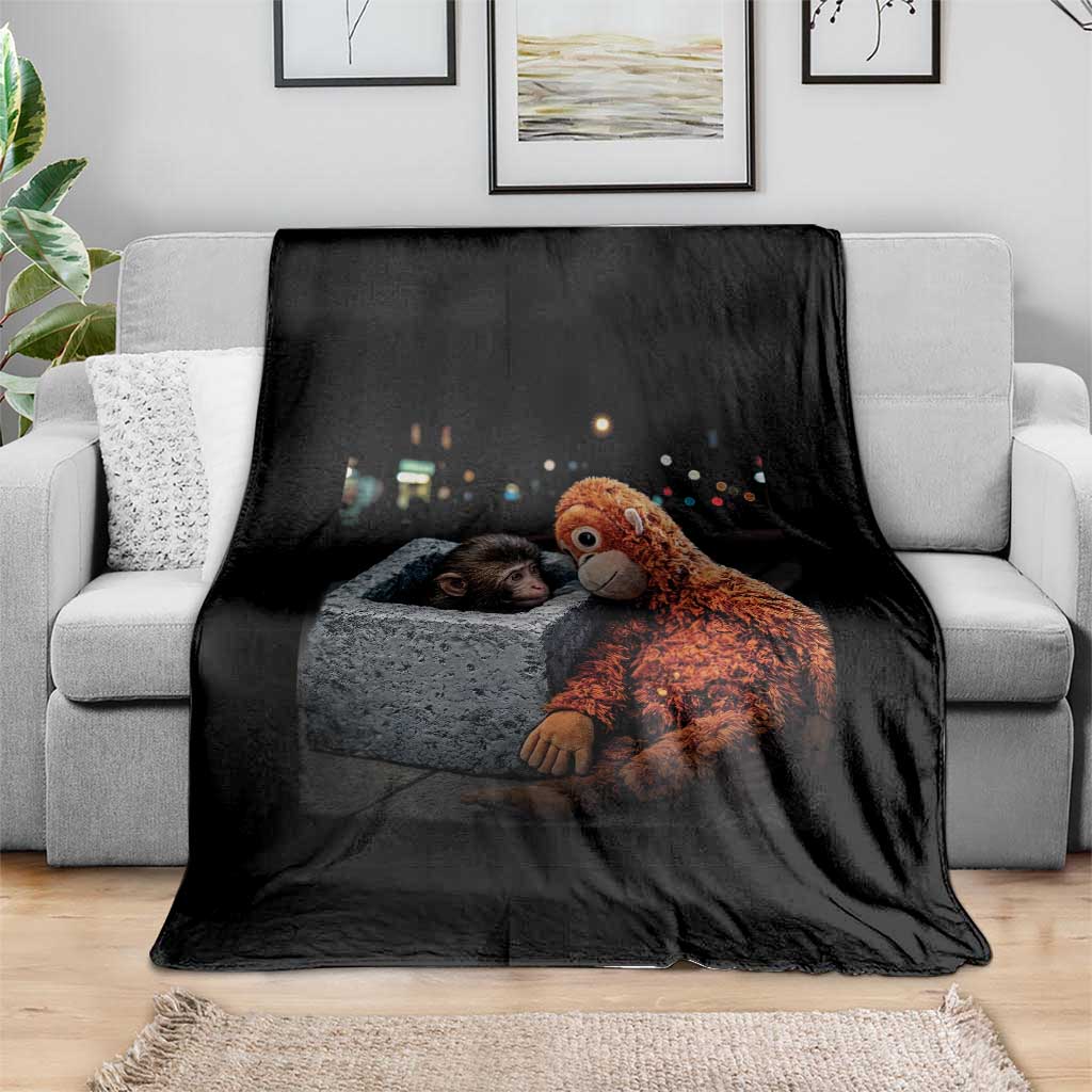 Punch Mokey Throw Blanket Viral Trend Baby Monkey Streets Meme TS14 Print Your Wear