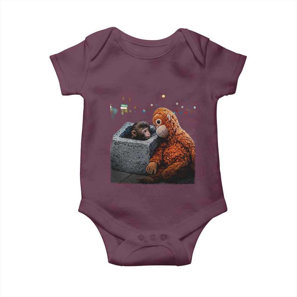 Punch Mokey Baby Onesie Viral Trend Baby Monkey Streets Meme TS14 Maroon Print Your Wear