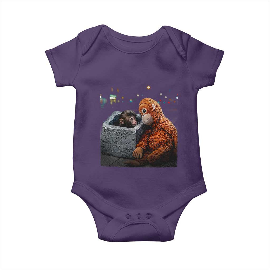 Punch Mokey Baby Onesie Viral Trend Baby Monkey Streets Meme TS14 Purple Print Your Wear