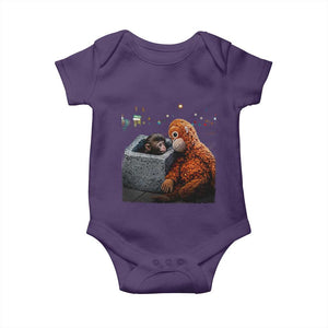 Punch Mokey Baby Onesie Viral Trend Baby Monkey Streets Meme TS14 Purple Print Your Wear