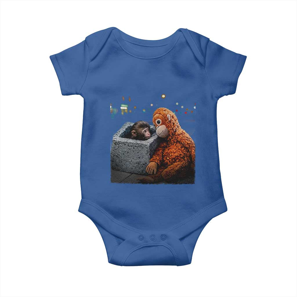 Punch Mokey Baby Onesie Viral Trend Baby Monkey Streets Meme TS14 Royal Blue Print Your Wear