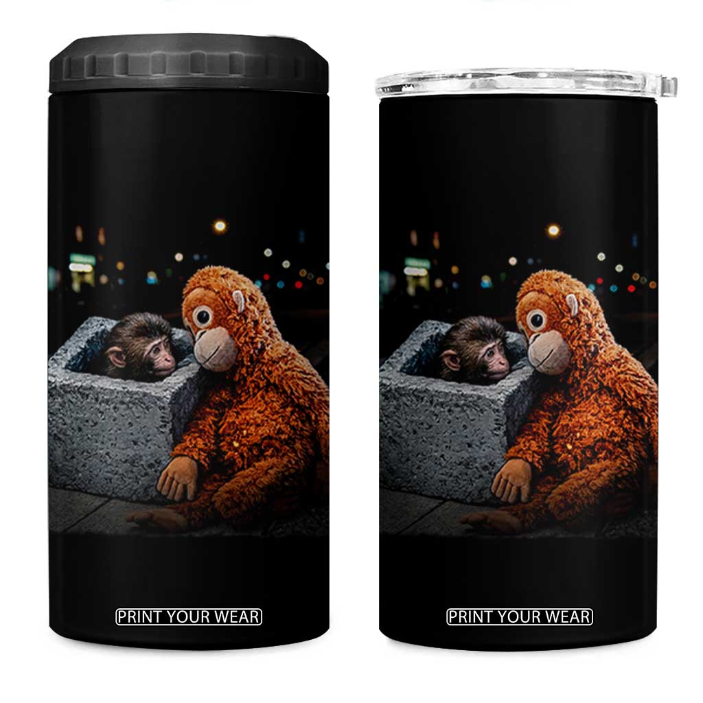 Punch Mokey 4 in 1 Can Cooler Tumbler Viral Trend Baby Monkey Streets Meme TS14 One Size: 16 oz Black Print Your Wear