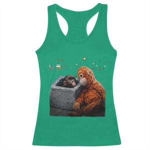 Punch Mokey Racerback Tank Top Viral Trend Baby Monkey Streets Meme TS14 Irish Green Print Your Wear