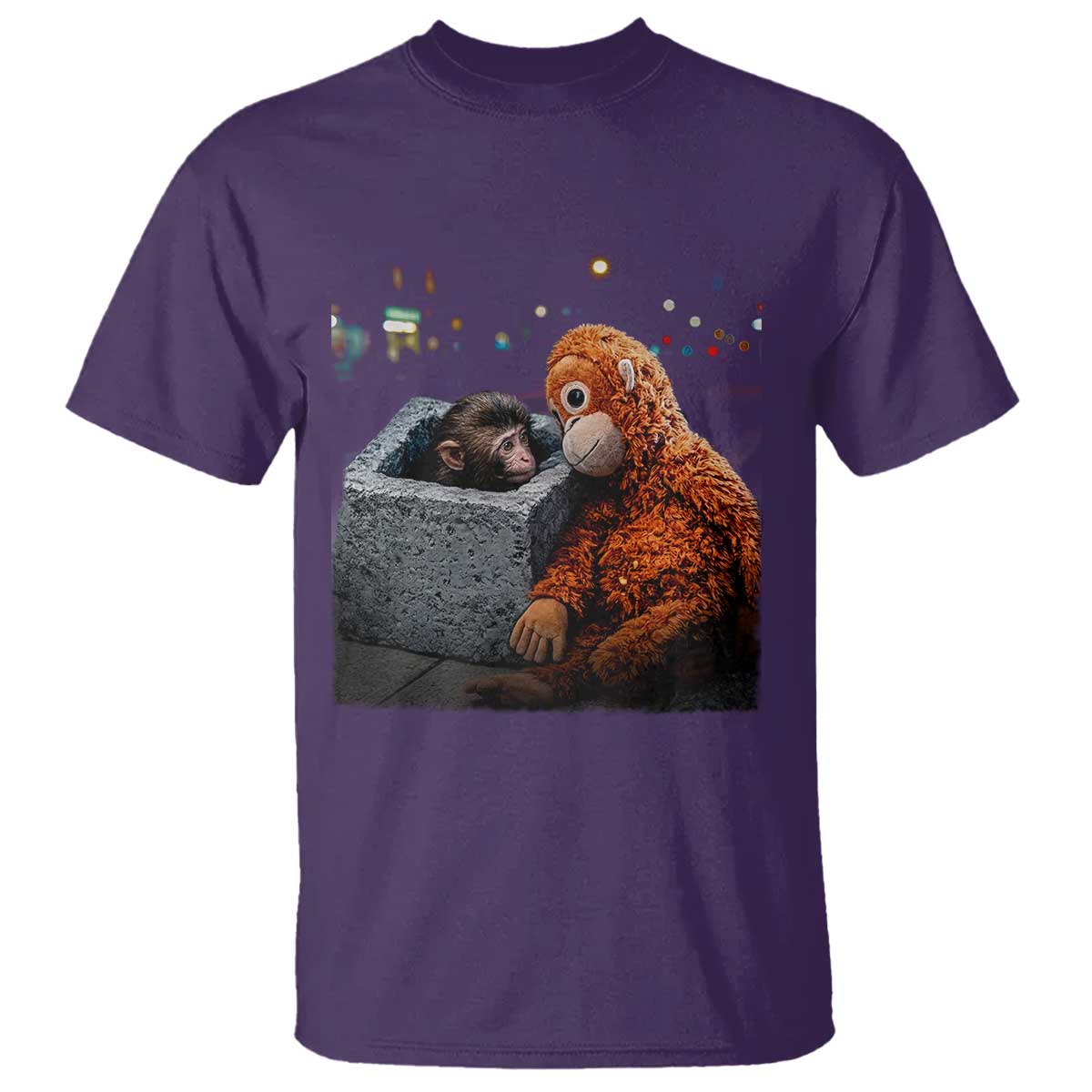 Punch Mokey T Shirt Viral Trend Baby Monkey Streets Meme TS14 Purple Print Your Wear