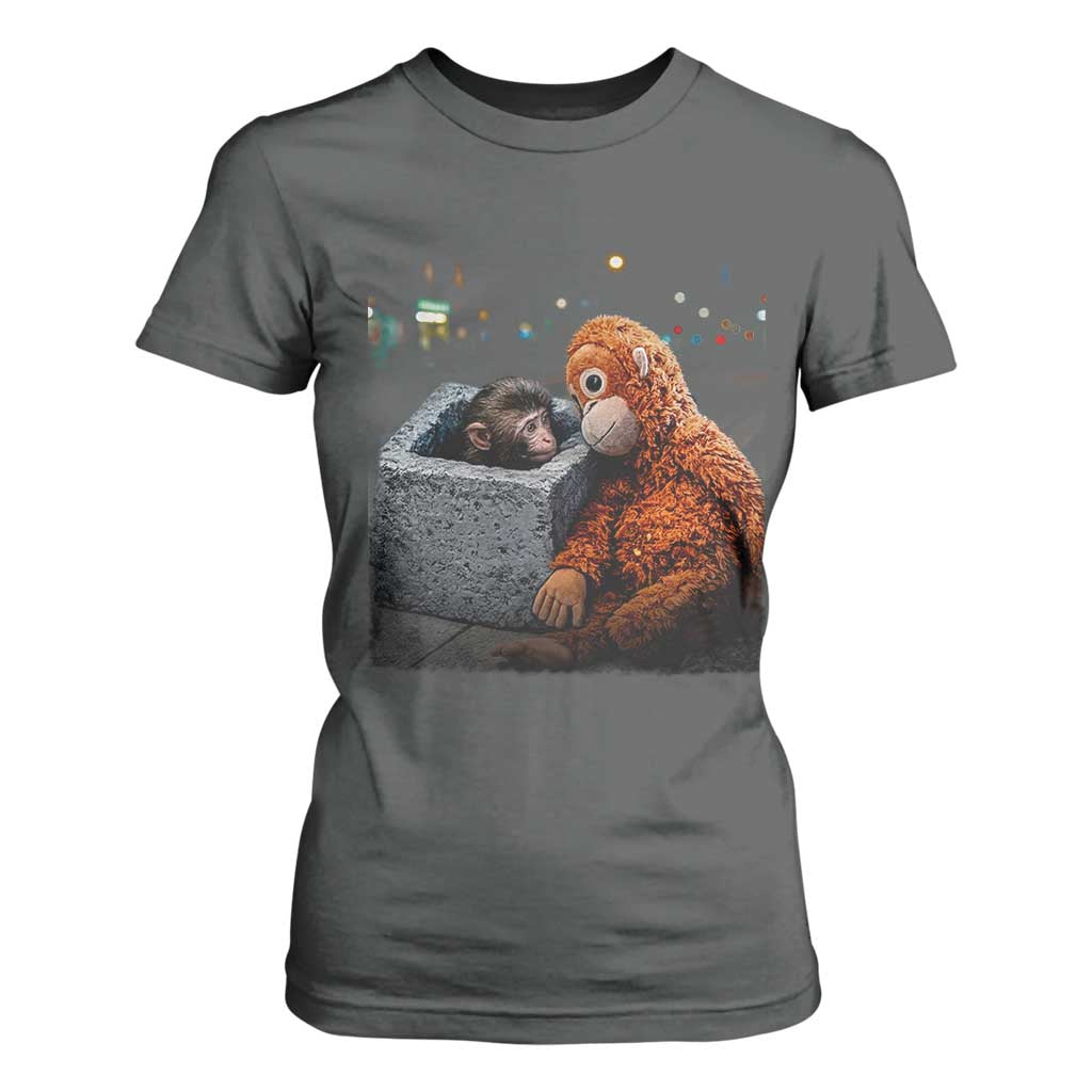 Punch Mokey T Shirt For Women Viral Trend Baby Monkey Streets Meme TS14 Dark Heather Print Your Wear