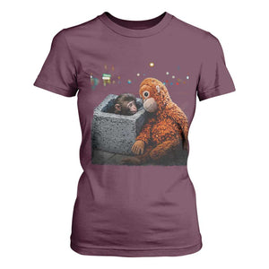 Punch Mokey T Shirt For Women Viral Trend Baby Monkey Streets Meme TS14 Maroon Print Your Wear