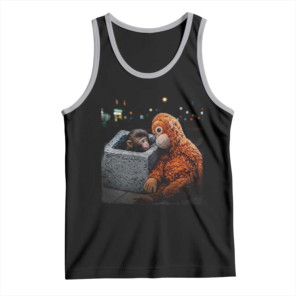 Punch Mokey Tank Top Viral Trend Baby Monkey Streets Meme TS14 Black Athletic Heather Print Your Wear