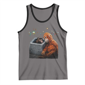 Punch Mokey Tank Top Viral Trend Baby Monkey Streets Meme TS14 Deep Heather Black Print Your Wear