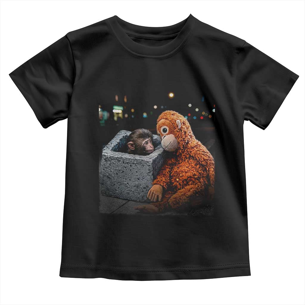Punch Mokey Toddler T Shirt Viral Trend Baby Monkey Streets Meme TS14 Black Print Your Wear