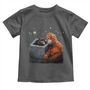 Punch Mokey Toddler T Shirt Viral Trend Baby Monkey Streets Meme TS14 Dark Heather Print Your Wear