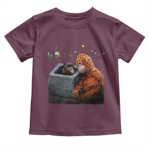 Punch Mokey Toddler T Shirt Viral Trend Baby Monkey Streets Meme TS14 Maroon Print Your Wear