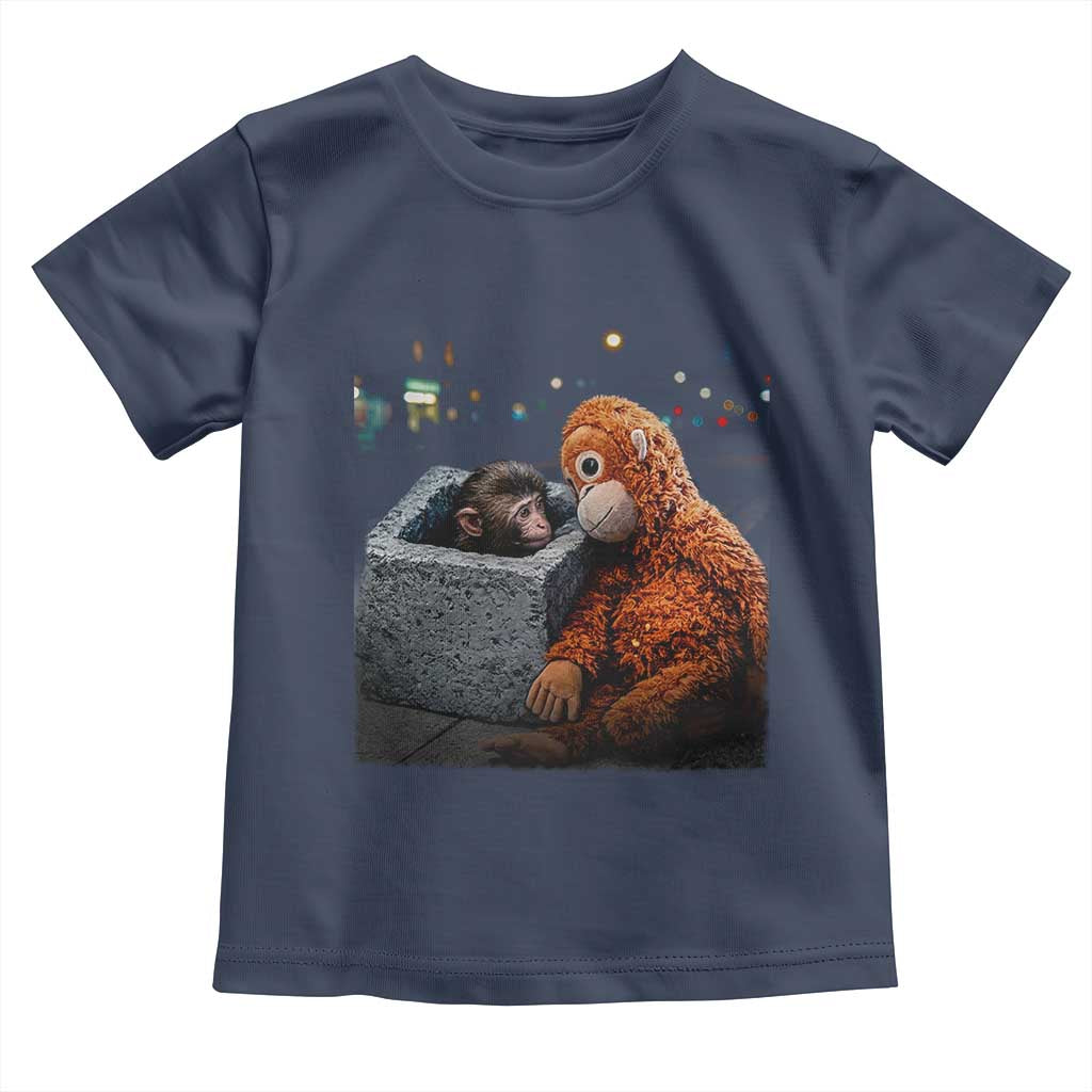 Punch Mokey Toddler T Shirt Viral Trend Baby Monkey Streets Meme TS14 Navy Print Your Wear