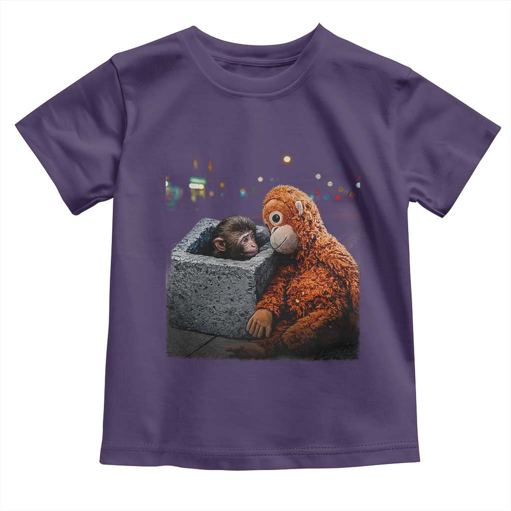 Punch Mokey Toddler T Shirt Viral Trend Baby Monkey Streets Meme TS14 Purple Print Your Wear