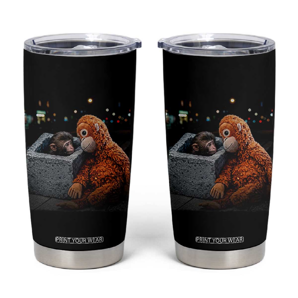 Punch Mokey Tumbler Cup Viral Trend Baby Monkey Streets Meme TS14 Black Print Your Wear