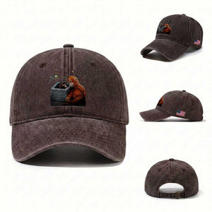 Punch Mokey Washed Cotton Baseball Cap Viral Trend Baby Monkey Streets Meme TS14 Washed Cap Universal Fit Dark Brown Print Your Wear