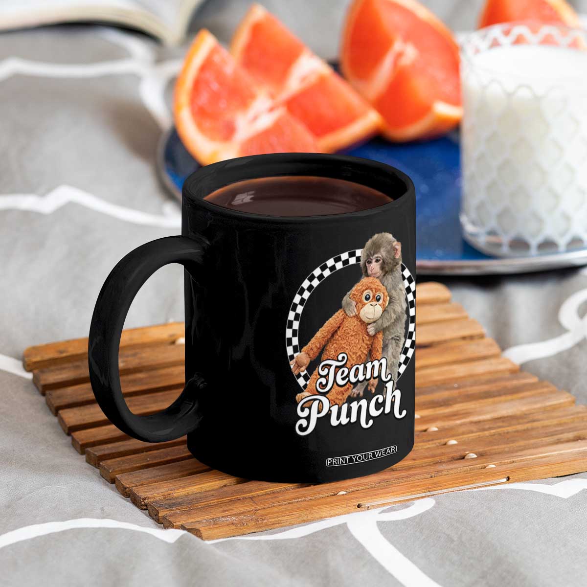 Punch Mokey Coffee Mug Baby Monkey And Plush Toy Viral Trend TS14 Print Your Wear