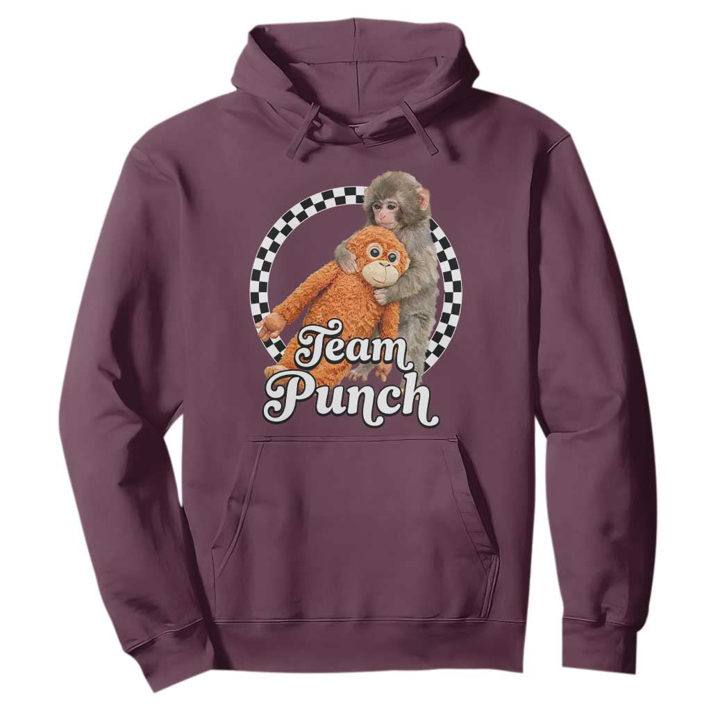 Punch Mokey Hoodie Baby Monkey And Plush Toy Viral Trend TS14 Maroon Print Your Wear