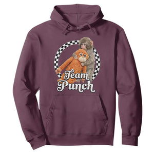 Punch Mokey Hoodie Baby Monkey And Plush Toy Viral Trend TS14 Maroon Print Your Wear
