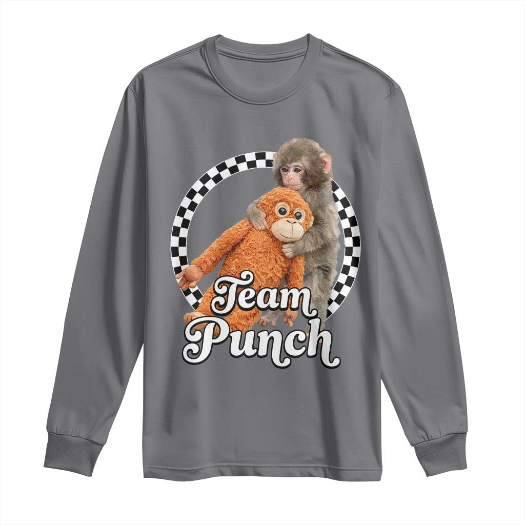 Punch Mokey Long Sleeve Shirt Baby Monkey And Plush Toy Viral Trend TS14 Charcoal Print Your Wear