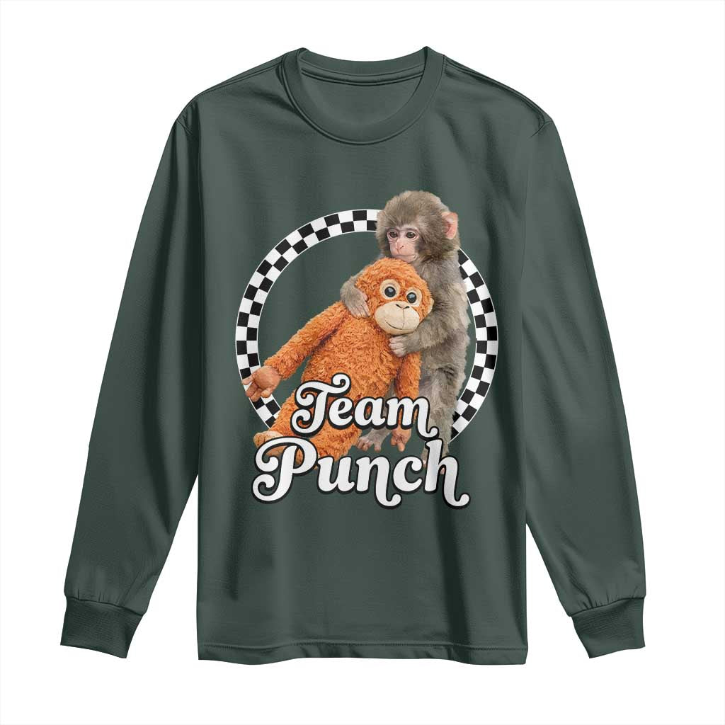 Punch Mokey Long Sleeve Shirt Baby Monkey And Plush Toy Viral Trend TS14 Dark Forest Green Print Your Wear