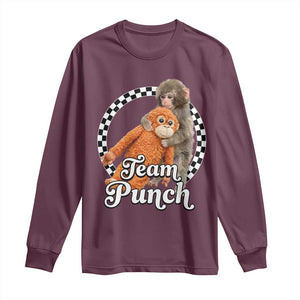 Punch Mokey Long Sleeve Shirt Baby Monkey And Plush Toy Viral Trend TS14 Maroon Print Your Wear