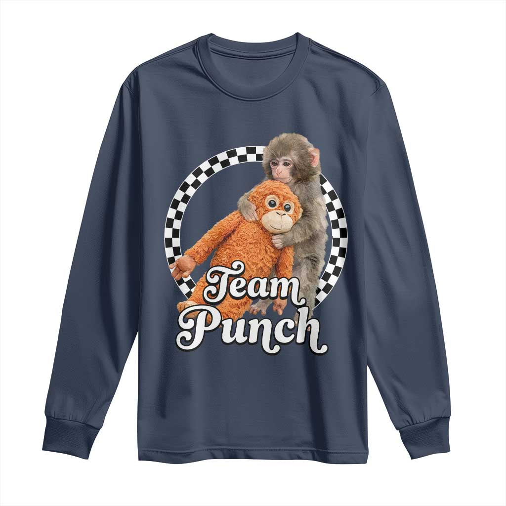 Punch Mokey Long Sleeve Shirt Baby Monkey And Plush Toy Viral Trend TS14 Navy Print Your Wear