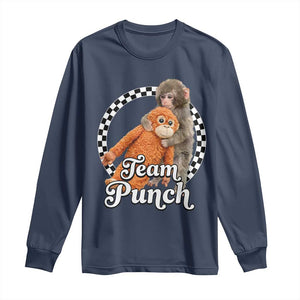 Punch Mokey Long Sleeve Shirt Baby Monkey And Plush Toy Viral Trend TS14 Navy Print Your Wear